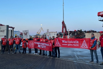 Warnstreik bei Derichebourg Umwelt im Nürnberger Hafen