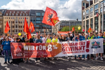 Aktion zur 1. Tarifverhandlung M+E am 15. September in Nürnberg