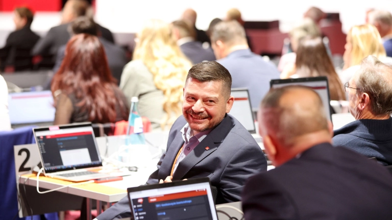 Delegierter auf dem Gewerkschaftstag in Frankfurt am Main